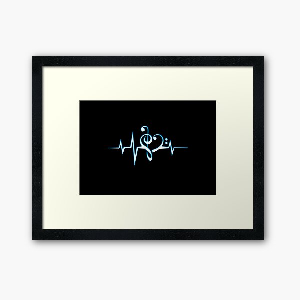 Vista previa del artículo con la obra «Heartbeat music, pulso música, clave de corazón notas musicales clave de bajo», diseñado y vendido por boom-art.