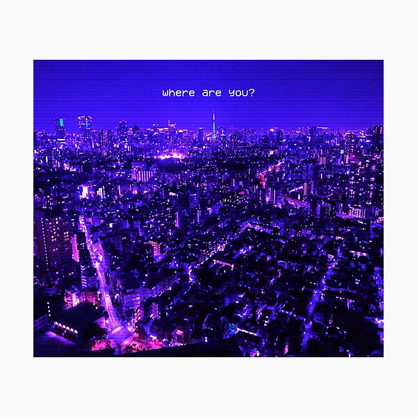 Vaporwave Aesthetic Tokyo City Night Glitch Wish You Were Here Photographic Print For Sale By Neonpurplenoods Redbubble