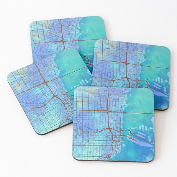 Item preview, Miami Florida Street Map Blue Lagoon designed and sold by IvonDesign.
