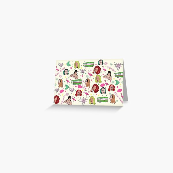 Punk Flamingos Pattern Greeting Card