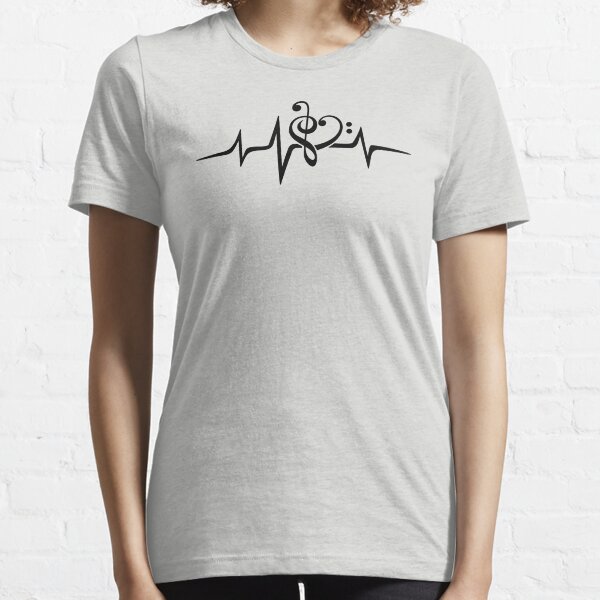 MUSIC HEART PULSE, Love, Music, Bass Clef, Treble Clef, Classic, Dance, Electro Essential T-Shirt
