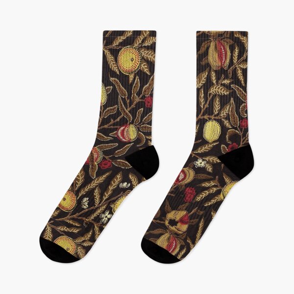 Item preview, LEMONS, ORANGES, POMEGRANATES ,FRUIT BRANCHES WITH FLOWERS Art Nouveau Floral in Brown designed and sold by BulganLumini.