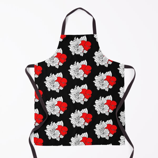 Aperçu de l'œuvre Oranda Red and White Goldfish Logo 20 E sur fond noir créée et vendue par Nosnah.
