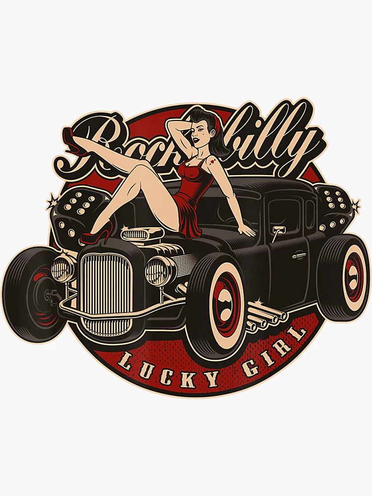 Pin Up Lucky Girl Classic Hot Rod Rockabilly Women's T-Shirt