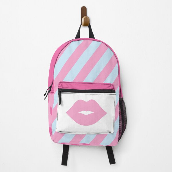 Pink Pastel Lips with Blue Stripes Backpack
