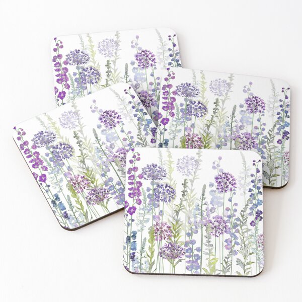 Item preview, Purple Flower Meadow - Alliums, Delphiniums & Veronica Gentianoides designed and sold by Fiona Calder Designs.