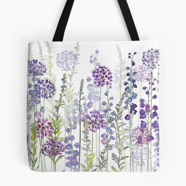 Item preview, Purple Flower Meadow - Alliums, Delphiniums & Veronica Gentianoides designed and sold by Fiona Calder Designs.