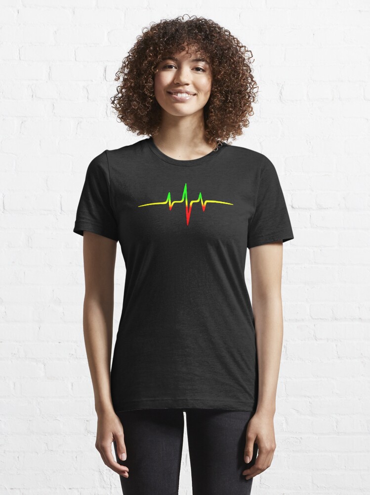 Discover Music Pulse, Reggae, Heartbeat, Rastafari, Jah, Jamaica, Rasta Essential T-Shirt