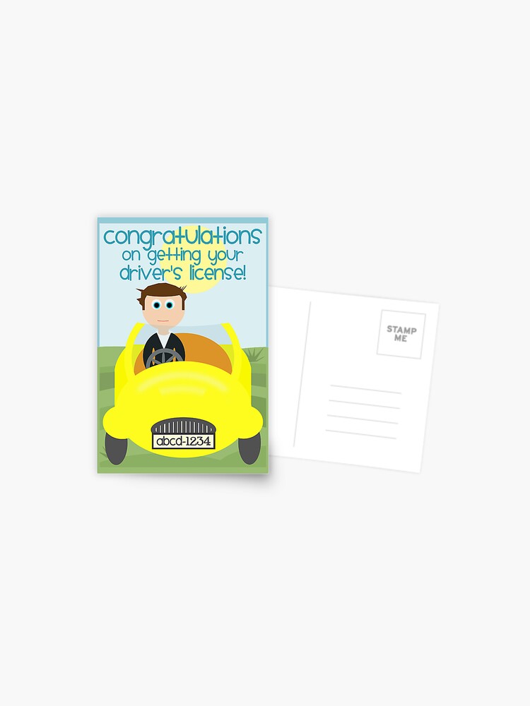 Carte Postale Felicitations D Avoir Obtenu Votre Permis De Conduire Par Elholmescards Redbubble