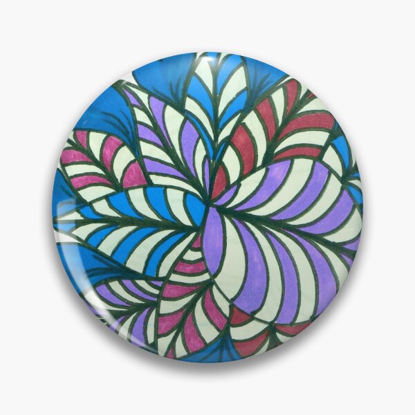 Item preview, Blue Hearts and Colorful Striped Leaves - Botanical Azure Heart Tattoo Style designed and sold by ckylin.