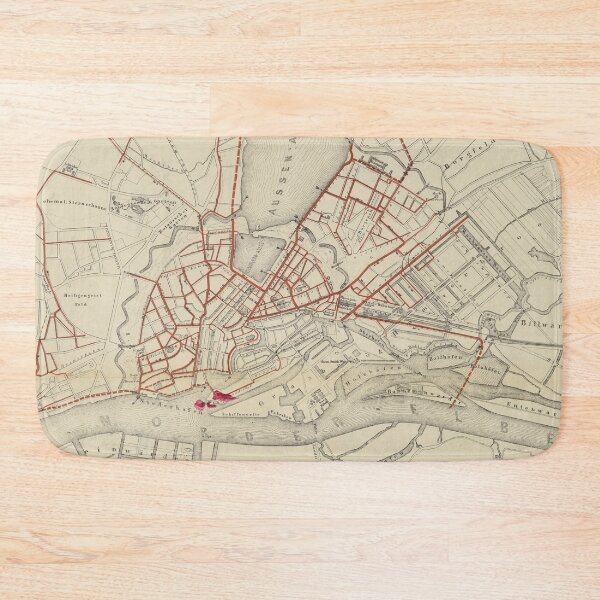 Item preview, Vintage Hamburg Germany Railway Transit Map (1864) designed and sold by BravuraMedia.