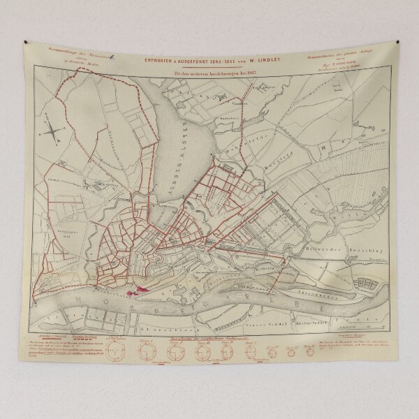 Item preview, Vintage Hamburg Germany Railway Transit Map (1864) designed and sold by BravuraMedia.
