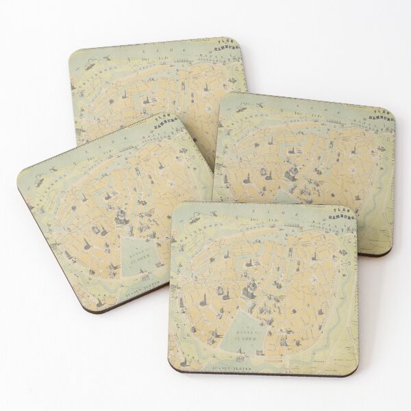 Item preview, Vintage Hamburg Germany Monuments Map (1880) designed and sold by BravuraMedia.