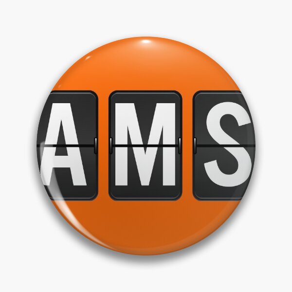 Artikelvorschau, AMS - Amsterdam Flughafencode Orange Hintergrund entworfen und verkauft von mattpanta.