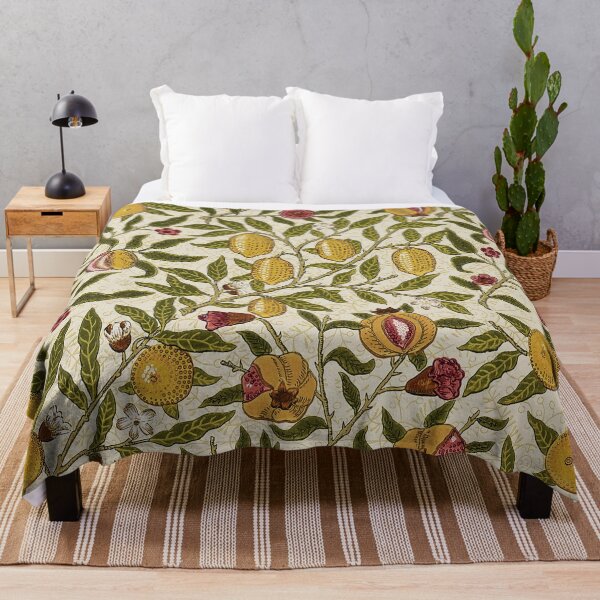 Item preview, LEMONS, ORANGES, POMEGRANATES ,FRUIT BRANCHES WITH FLOWERS Art Nouveau Floral in White designed and sold by BulganLumini.