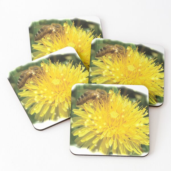 Item preview, The diligent bee collects pollen on dandelion flower designed and sold by mary02.