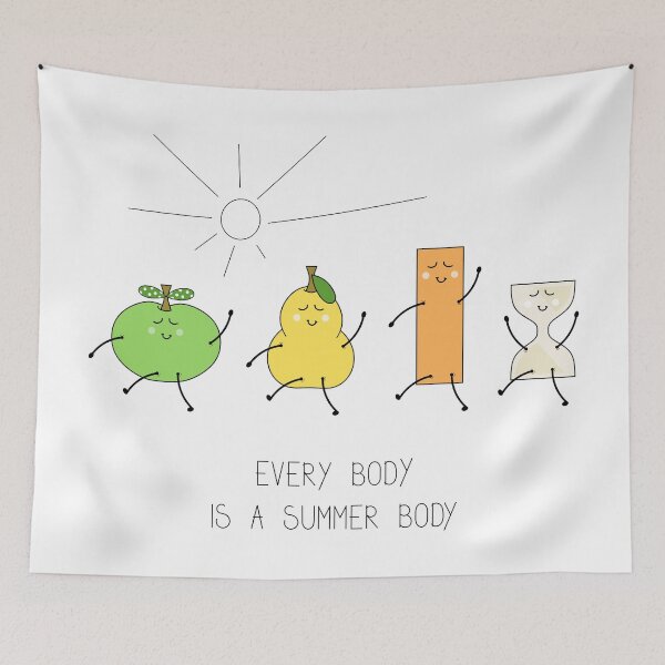 Item preview, Body positive illustration with cartoon body types - an apple, a pear, a rectangle and an hourglass designed and sold by SooperYela.