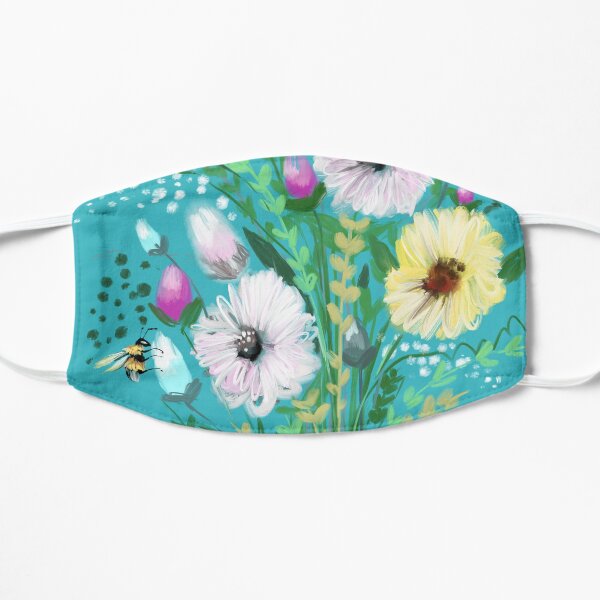 Turquoise flower Meadow Flat Mask