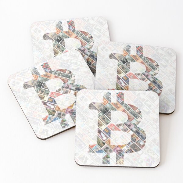 Item preview, Bitcoin logo art over discontinued banknotes in white designed and sold by Rogervdb.