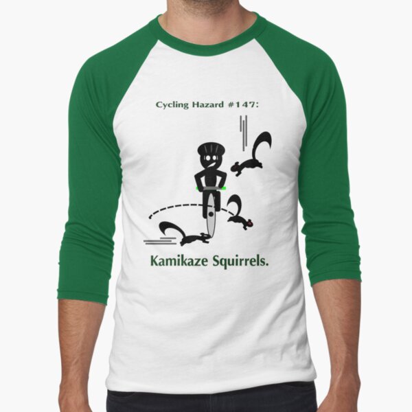 Cycling Hazards - Kamikaze Squirrels Baseball ¾ Sleeve T-Shirt