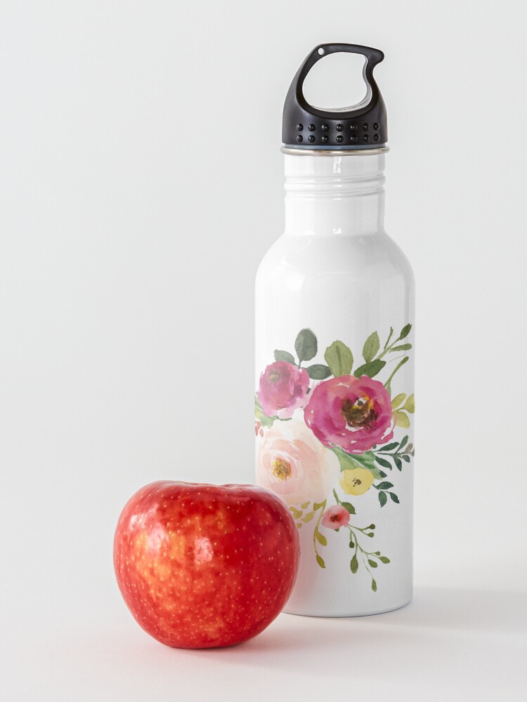 Alternate view of Pink Burgundy Floral Watercolor Bouquet Water Bottle