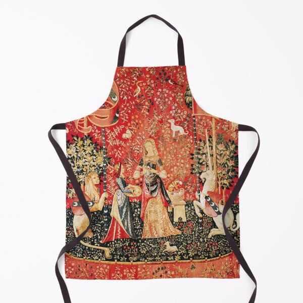 Item preview, LADY AND UNICORN,SMELL,Lion,Fantasy Flowers,Animals Red Green Floral Tapestry designed and sold by BulganLumini.