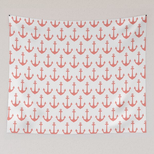 Item preview, Coral Pink Nautical Anchor Pattern designed and sold by KarinaI.