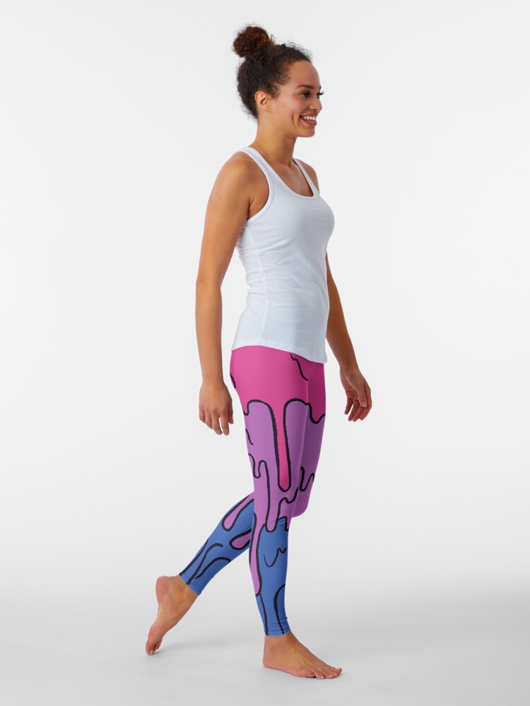 Alternate view of Pastel Kawaii Melting Bisexual Pride LGBTQ Design Leggings