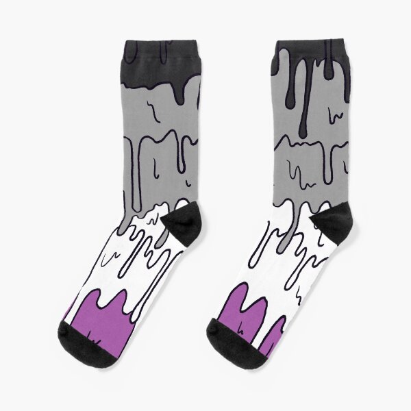Cute Pride Pastel Melting Pride Design, Asexual flag Socks