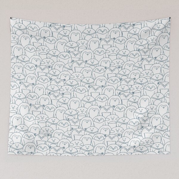 Item preview, Cute penguin huddle in blue outline designed and sold by BigJessieNI.