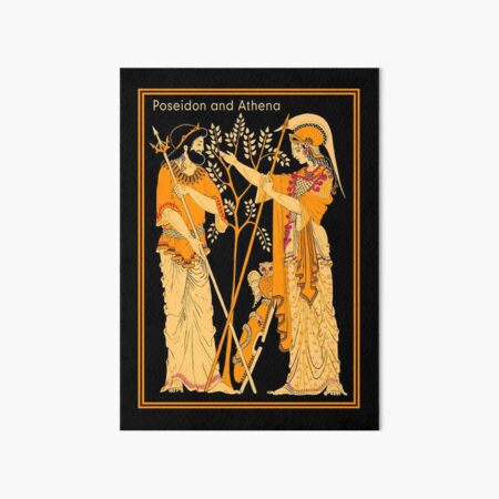 POSEIDON and ATHENA : Vintage Greek God and Goddess Print Art Board Print