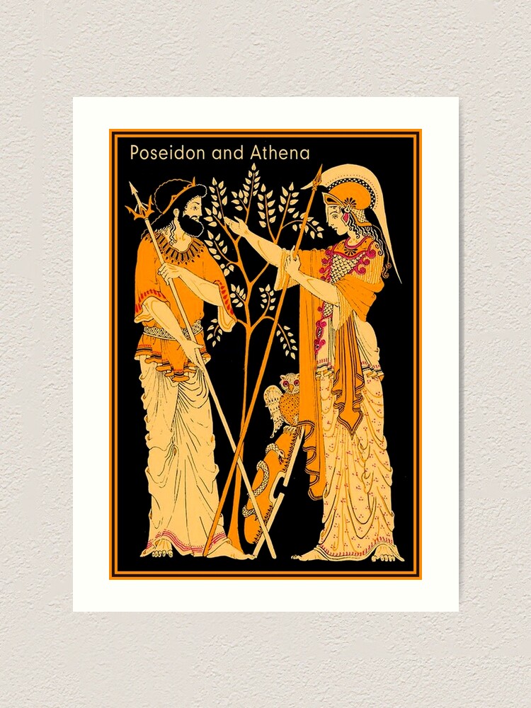 "POSEIDON and ATHENA Vintage Greek God and Goddess Print" Art Print