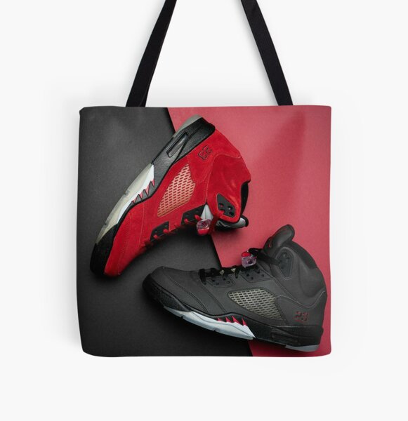 Red and Black All Over Print Tote Bag