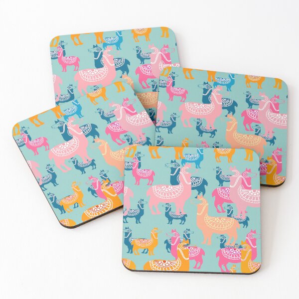 Item preview, Cute Alpaca patterns- pink, orange, pink, blue, teal designed and sold by Urvashi Patel.