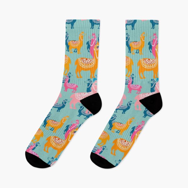 Item preview, Cute Alpaca patterns- pink, orange, pink, blue, teal designed and sold by Urvashi Patel.