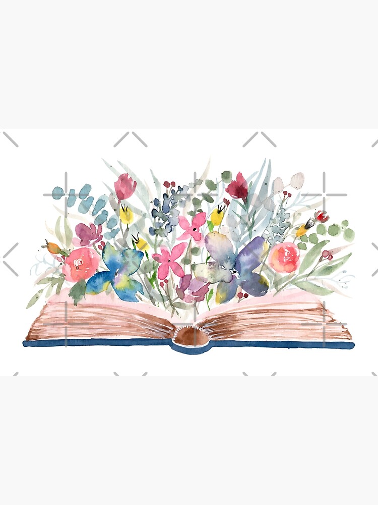 Watercolor Open Book with Florals by Harpleydesign