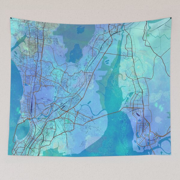 Item preview, Mumbai India Street Map Blue Lagoon designed and sold by IvonDesign.