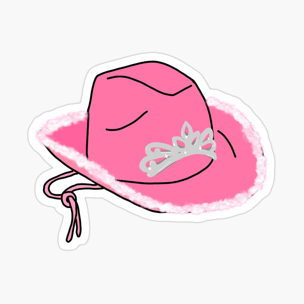 pink cowboy hat with tiara and fur