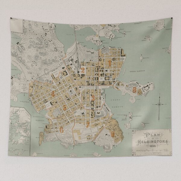 Item preview, Vintage Helsinki Finland Map (1893) designed and sold by BravuraMedia.