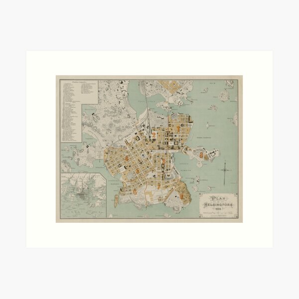 Vintage Map of Helsinki Finland (1916)