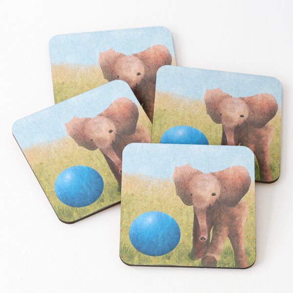 Item preview, Baby Elephant with a Blue Ball designed and sold by Pooja Srinivas.