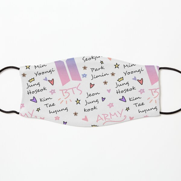 Patrón de doodle de BTS x EJÉRCITO Mascarilla para niños