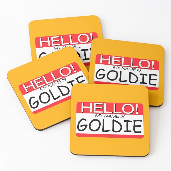 Item preview, "HELLO! MY NAME IS GOLDIE" NAME TAG designed and sold by WOOFANG.