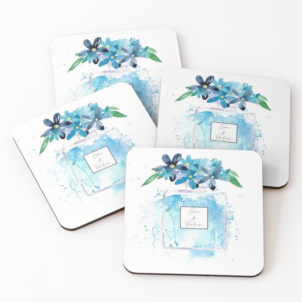 Artikelvorschau, Aquarell Mode Kunst Parfüm Flasche Blau entworfen und verkauft von Smithy Cottage Studios.