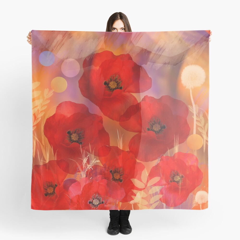 Hot summer poppies Scarf