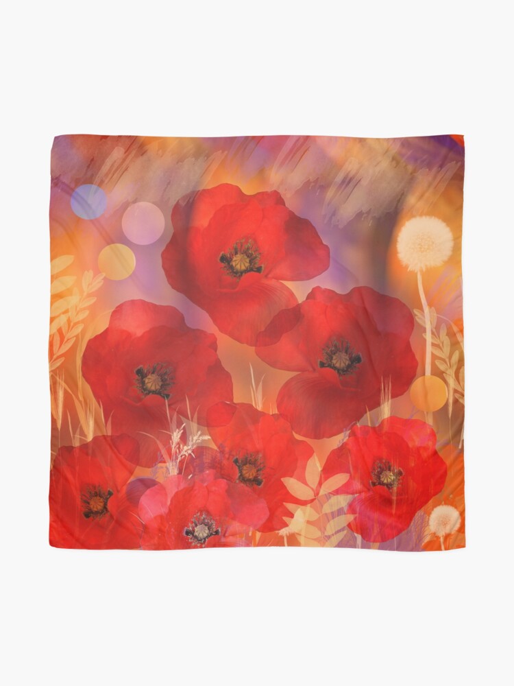 Thumbnail 2 of 3, Scarf, Hot summer poppies designed and sold by walstraasart.