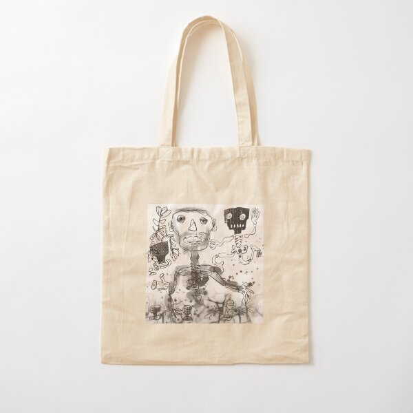 Unshaven Man with Skeleton Cotton Tote Bag
