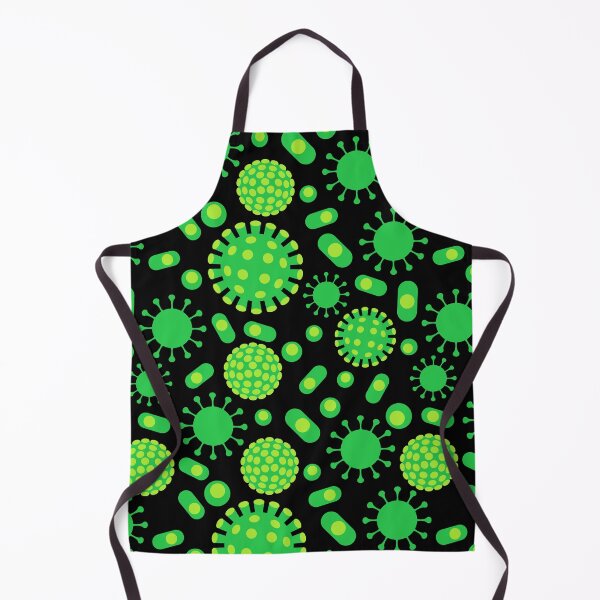 Item preview, Green cartoon viruses and bacteria cells under microscope designed and sold by natalyon.