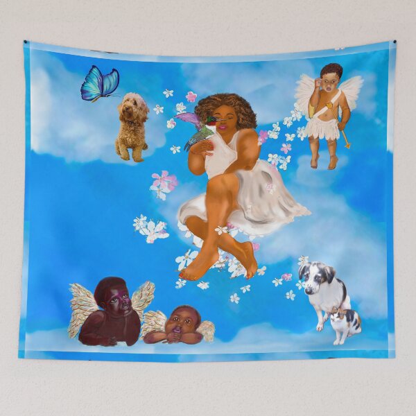 Item preview, Afro Renaissance angels and dogs designed and sold by Artonmytee.