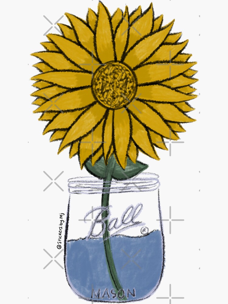 "Sunflower Mason Jar Sticker " Sticker for Sale by nomnomjawmar Redbubble